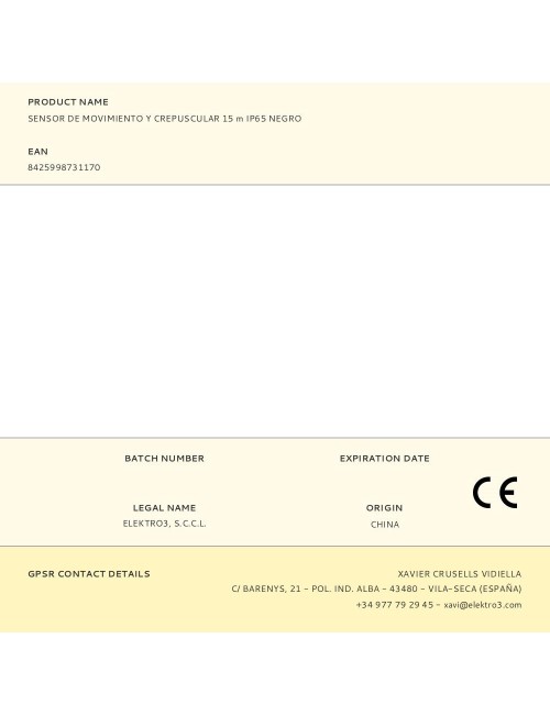 Sensor de movimiento y crepuscular 15 m ip65 negro