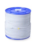 Cuerda de goma elástica blanca / azul poliéster calibre 6 mm x 200 m