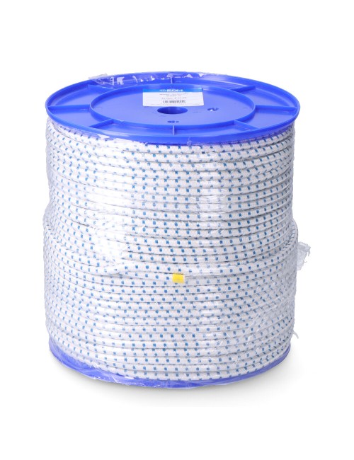 Cuerda de goma elástica blanca / azul poliéster calibre 8 mm x 200 m