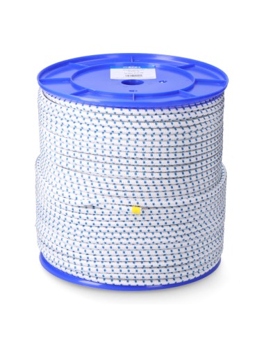 Cuerda de goma elástica blanca / azul poliéster calibre 10 mm x 100 m