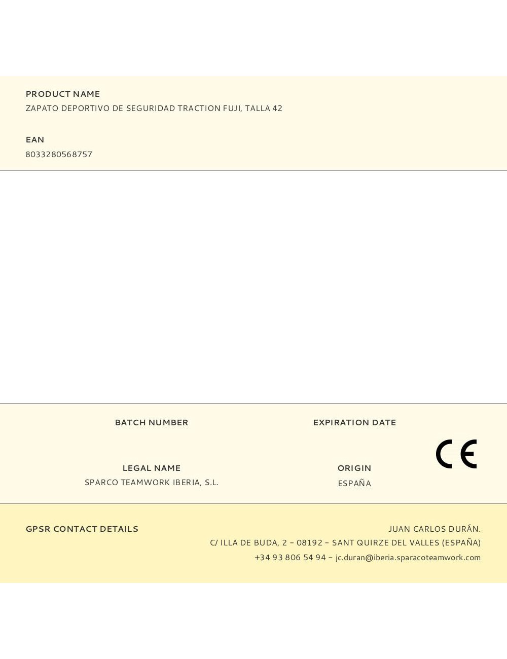 Zapato deportivo de seguridad traction fuji, talla 42