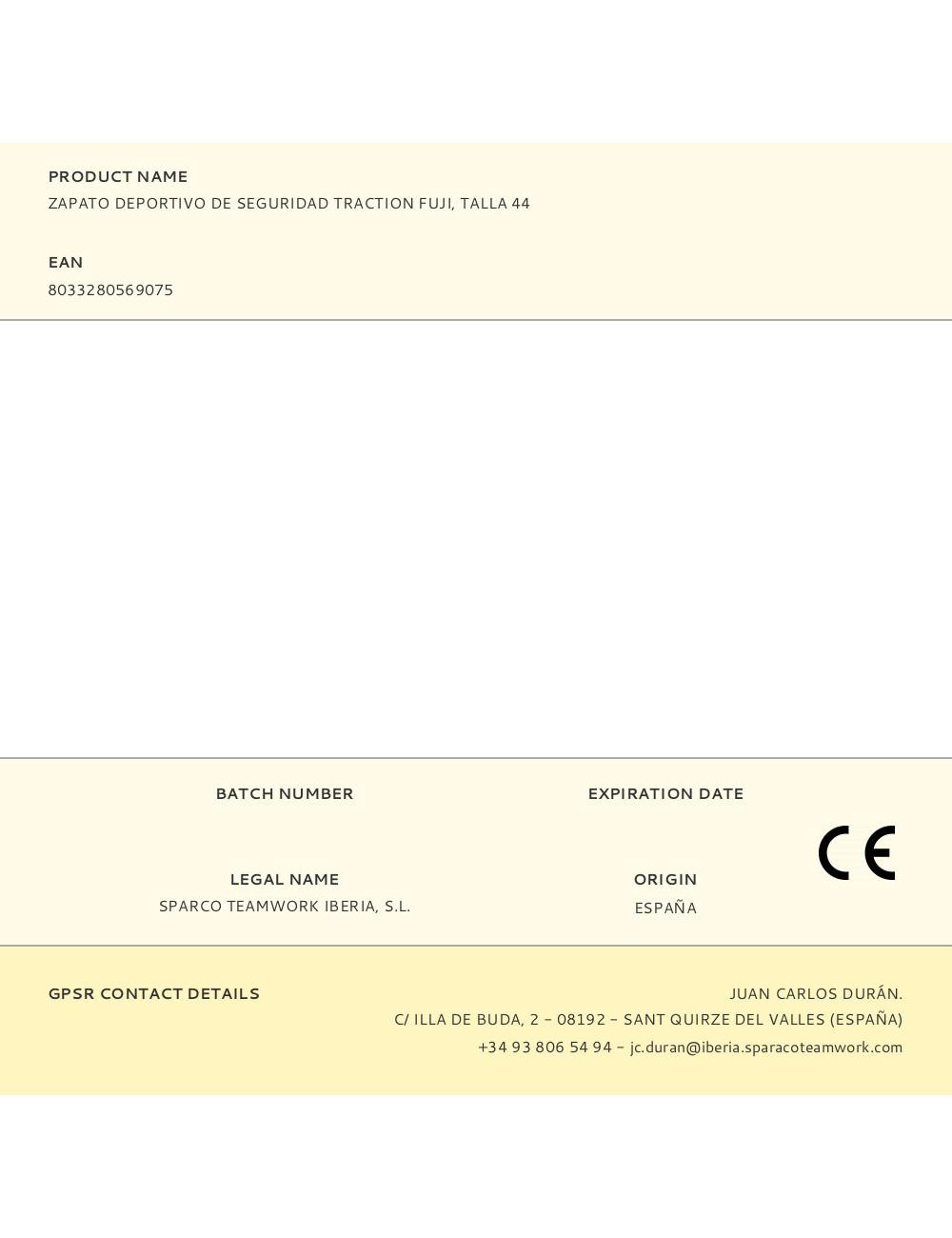 Zapato deportivo de seguridad traction fuji, talla 44