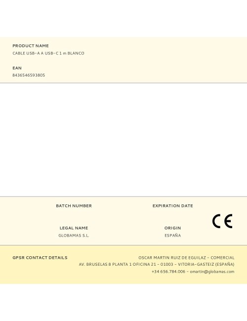 Cable usb-a a usb-c 1 m blanco