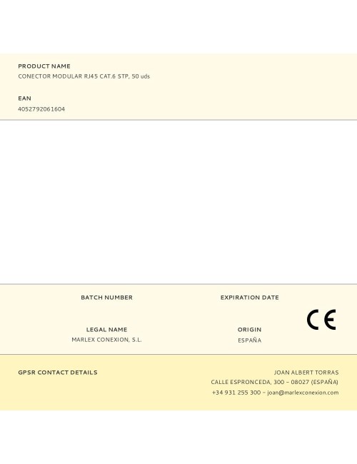 Conector modular rj45 cat.6 stp, 50 uds