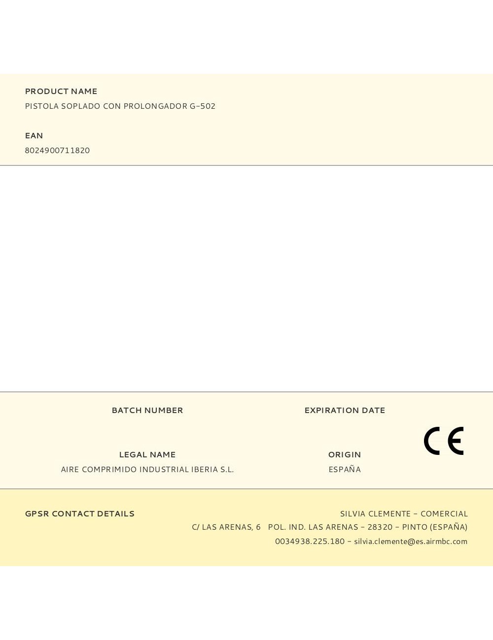 Pistola soplado con prolongador g-502