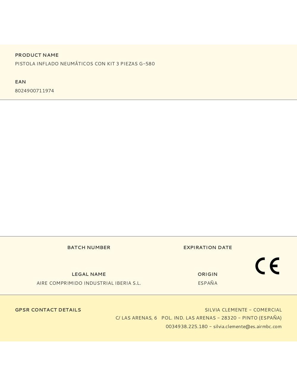 Pistola inflado neumáticos con kit 3 piezas g-580