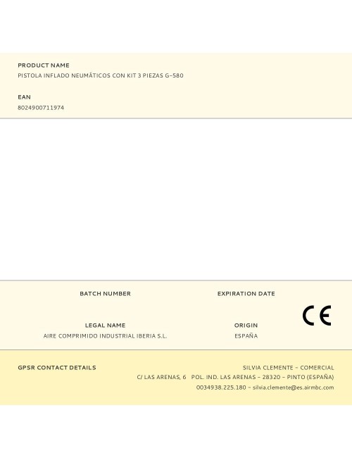 Pistola inflado neumáticos con kit 3 piezas g-580