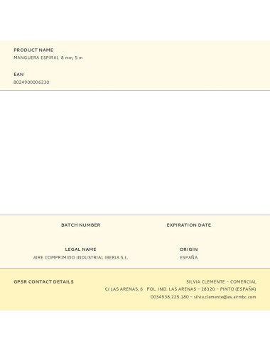 Manguera espiral 8 mm, 5 m