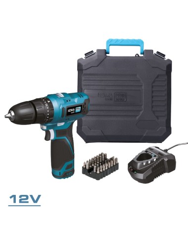 Kit taladro percutor 12 v con accesorios, bateria y cargador