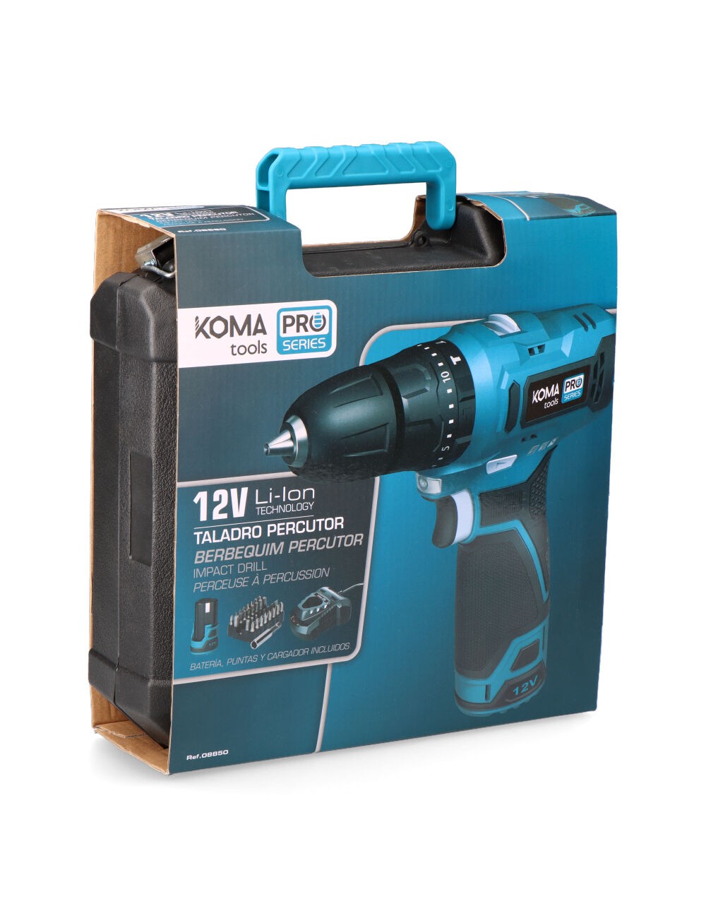 Kit taladro percutor 12 v con accesorios, bateria y cargador