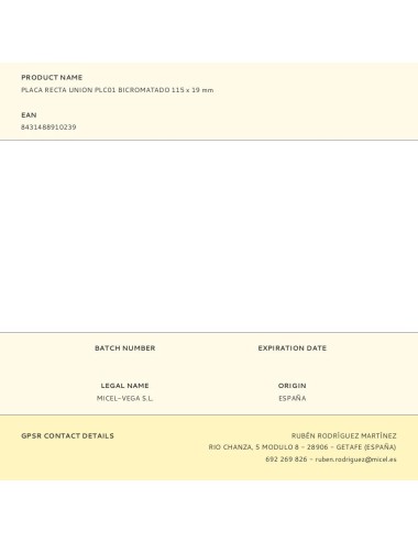 Placa recta union plc01 bicromatado 115 x 19 mm