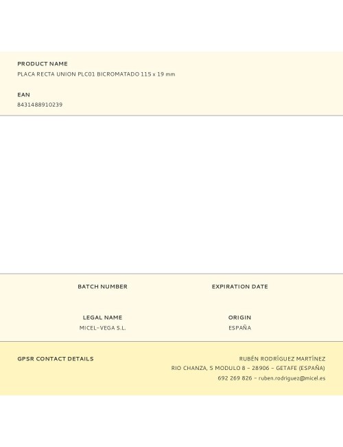 Placa recta union plc01 bicromatado 115 x 19 mm