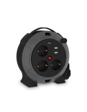 Enrollacables con 2 usb a, 3 tomas 2p+tt schuko, 16 a, 230 v~, h05vv-f 3 g 1,5 mm, 5 m, negro/gris