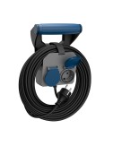 Base múltiple 2 tomas schuko, ip44, 10 m de cable h05rr-f 4g1,5 mm, 16a 230v~, gris/azul/negro