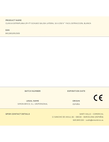 Clavija extraplana 2p+tt schuko salida lateral 16 a 250 v~ facil extraccion, blanca