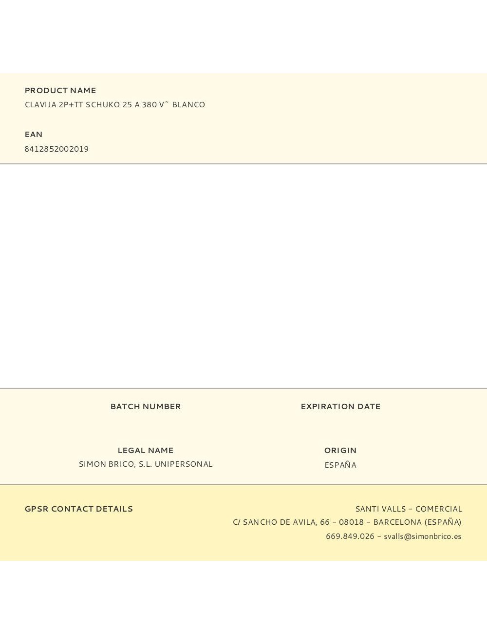 Clavija 2p+tt schuko 25 a 380 v~ blanco