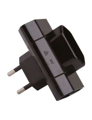Clavija triple lateral 2p 10a 250 v~ negra