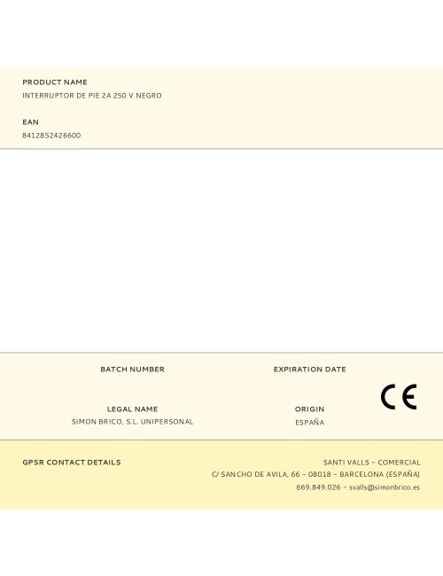 Interruptor de pie 2a 250 v negro