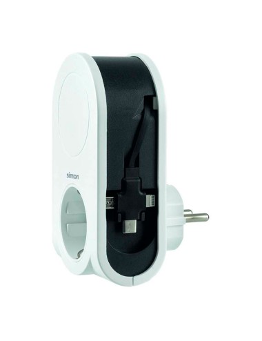 Adaptador 3 conectores usb + 1 usb a + 1 toma schuko 16a 250 v~ blanco