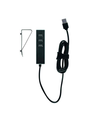 Adaptador 3 conectores usb a con fijación 1,5 m negro