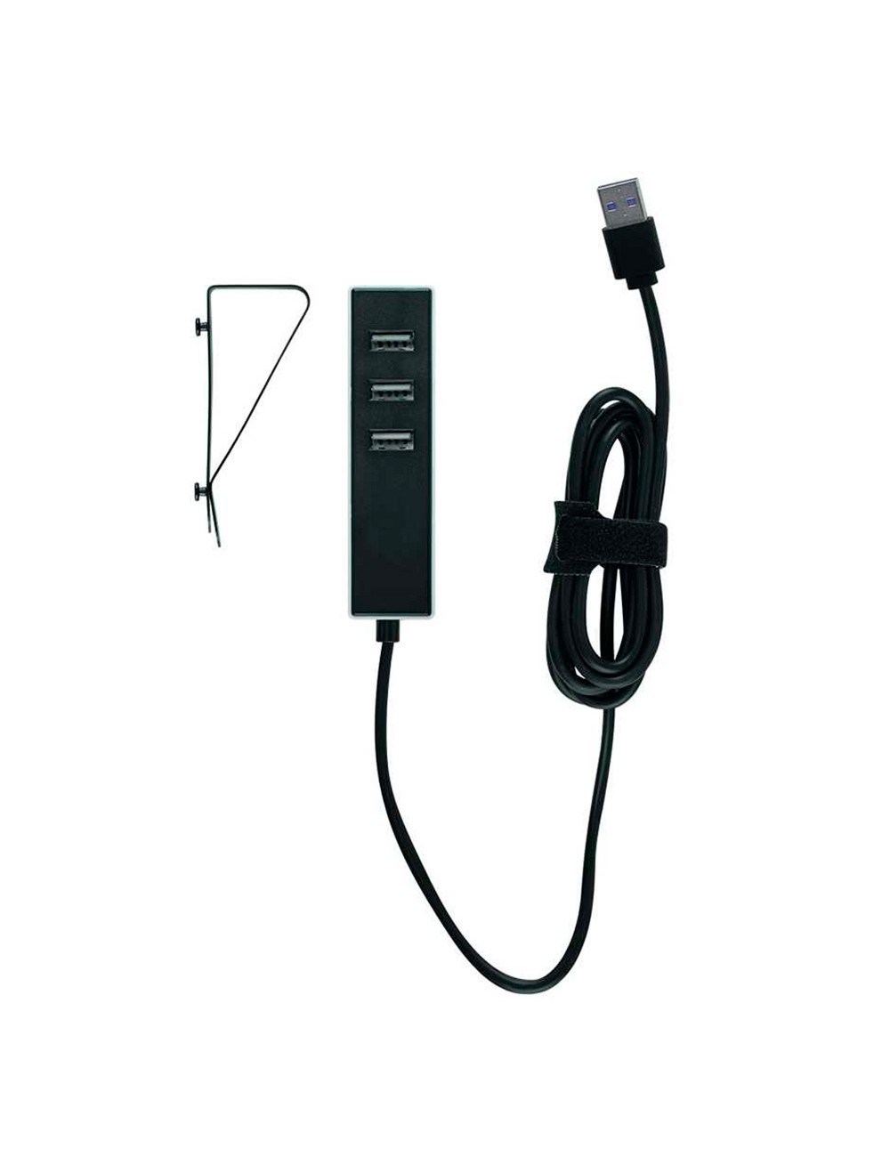 Adaptador 3 conectores usb a con fijación 1,5 m negro