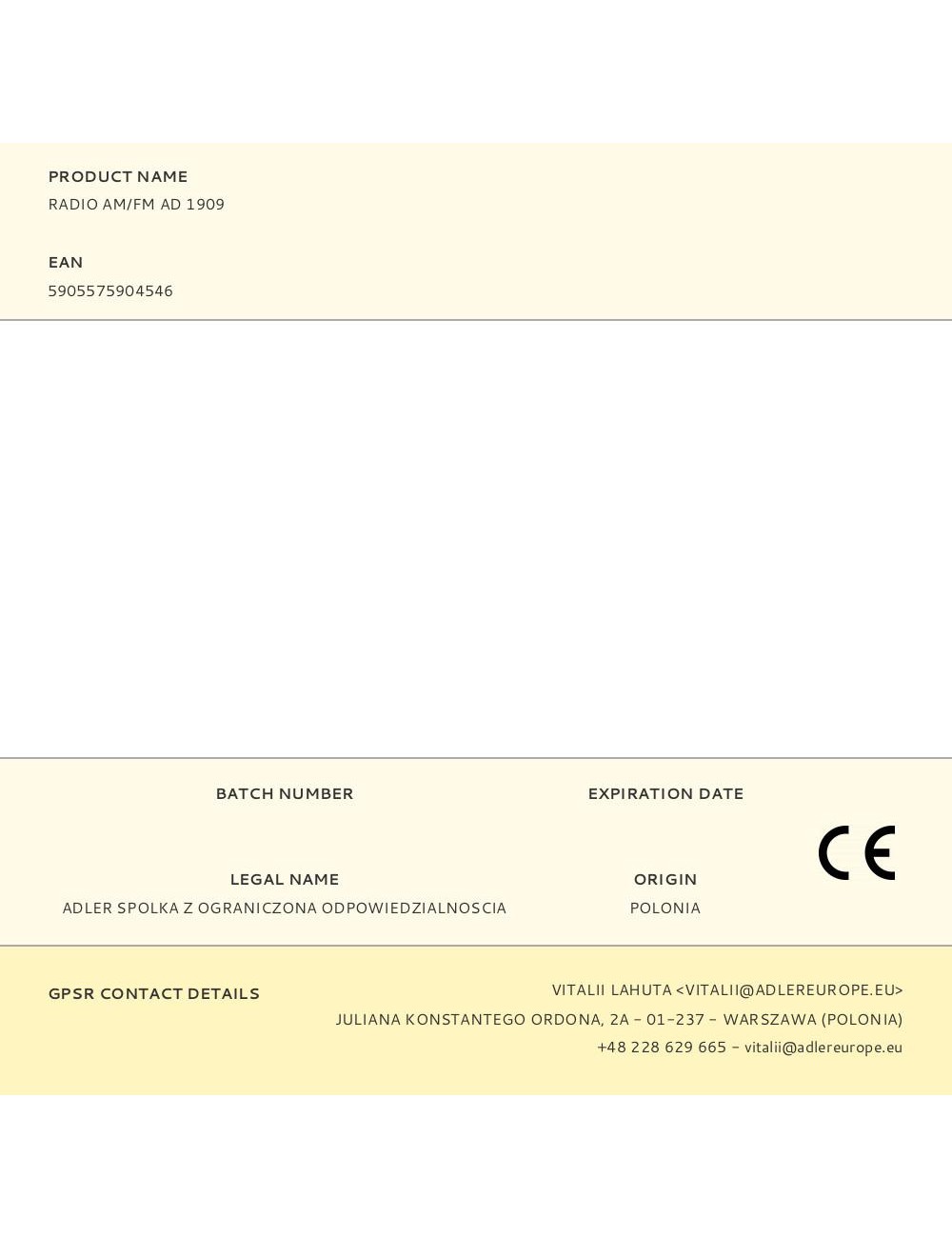 Radio am/fm ad 1909, 15,5 x 21 x 6 cm