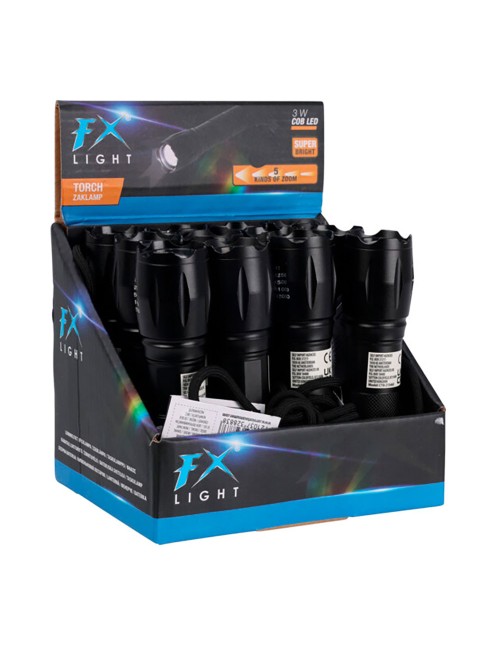 Linterna led aluminio 12,5 cm, con zoom, 3 x aaa (no incluidas), negra, 125 x 30 x 30 mm