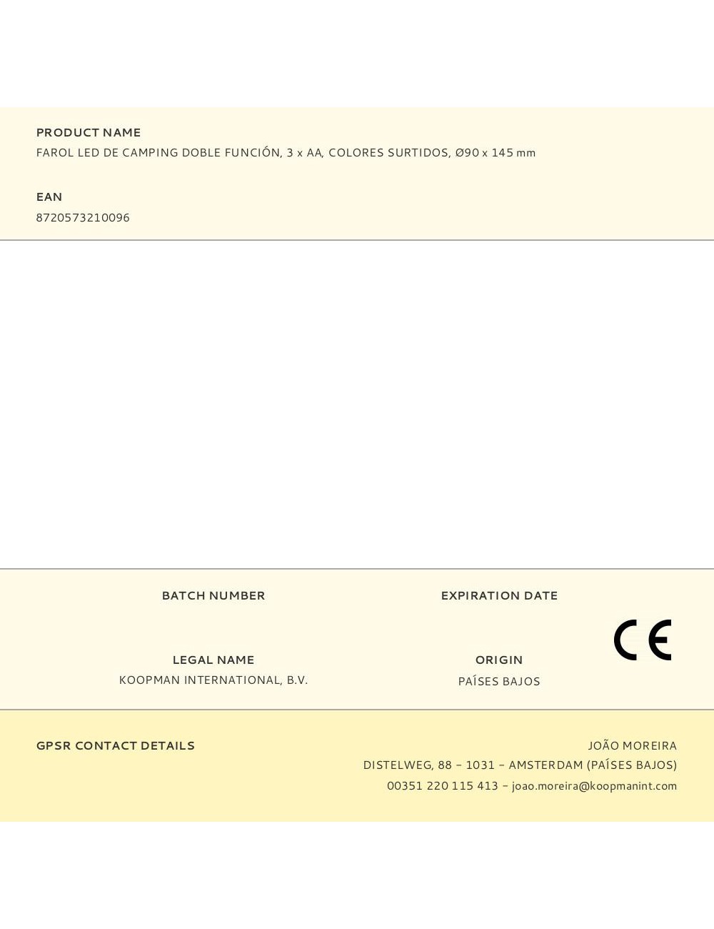 Farol led de camping doble función, 3 x aa, colores surtidos, ø90 x 145 mm