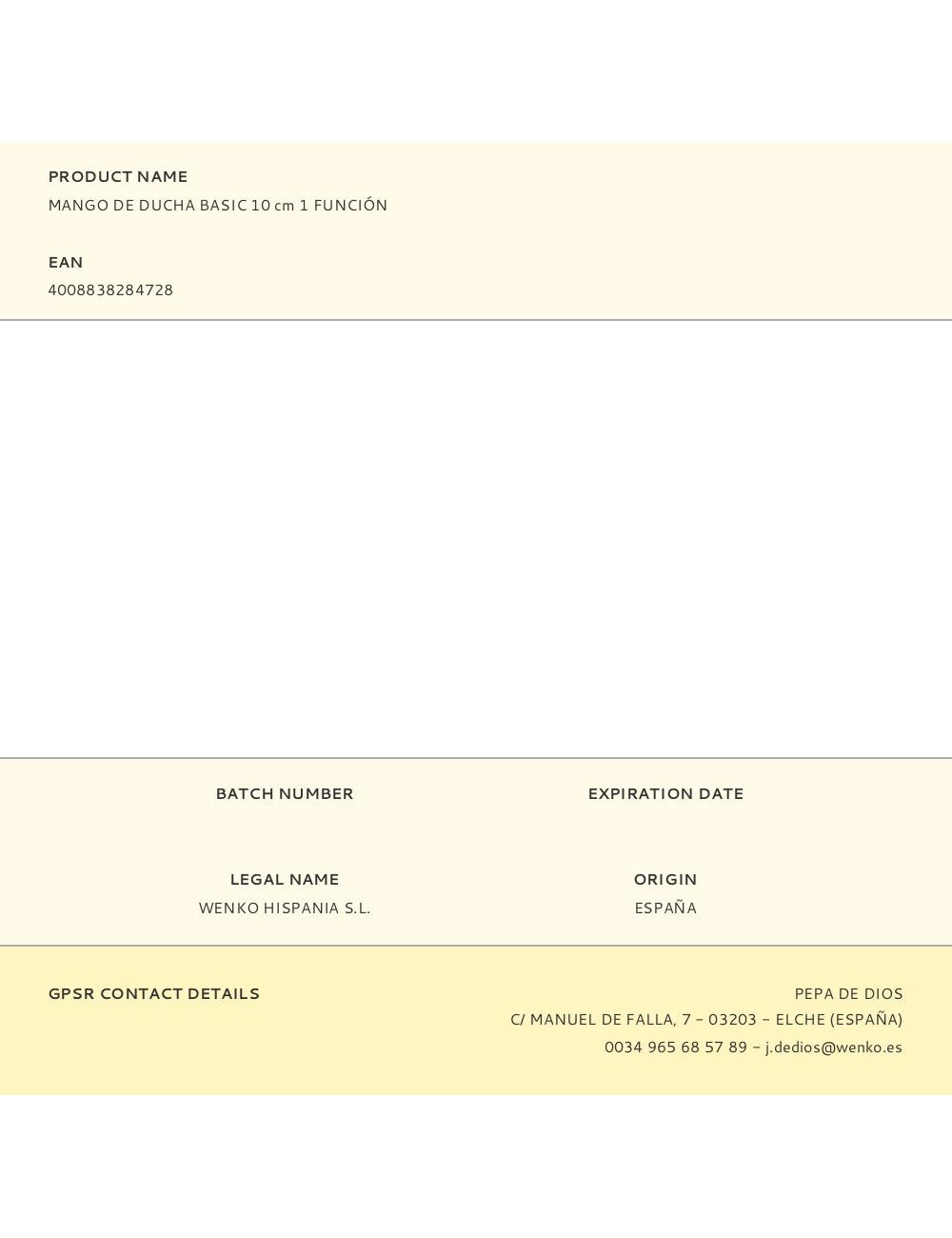 Mango de ducha basic 10 cm 1 función