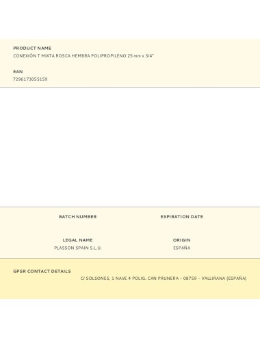 Conexión t mixta rosca hembra polipropileno 25 mm x 3/4''