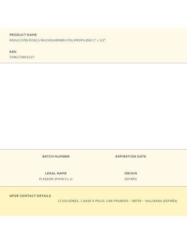 Reducción rosca macho/hembra polipropileno 1" x 1/2"