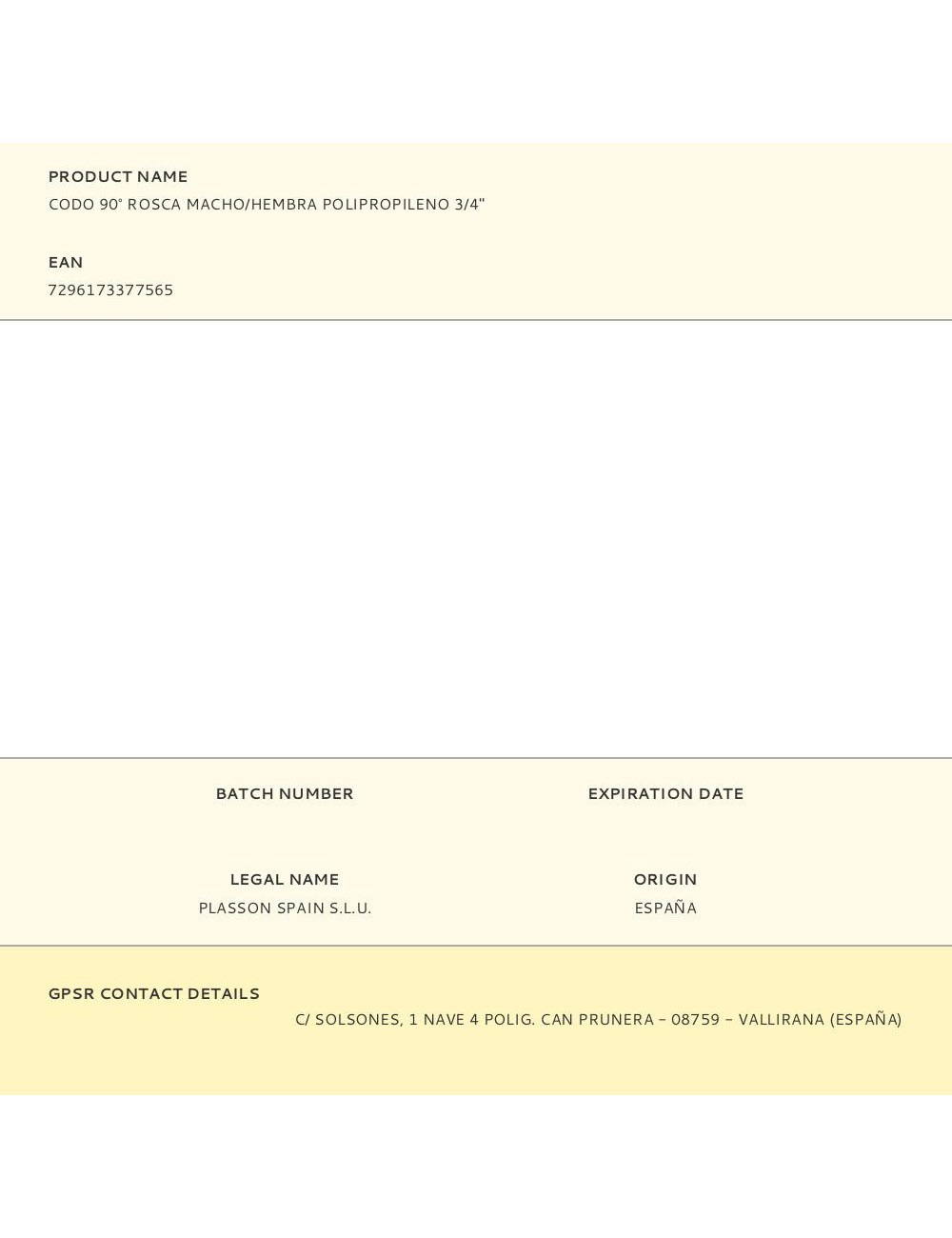 Codo 90° rosca macho/hembra polipropileno 3/4"