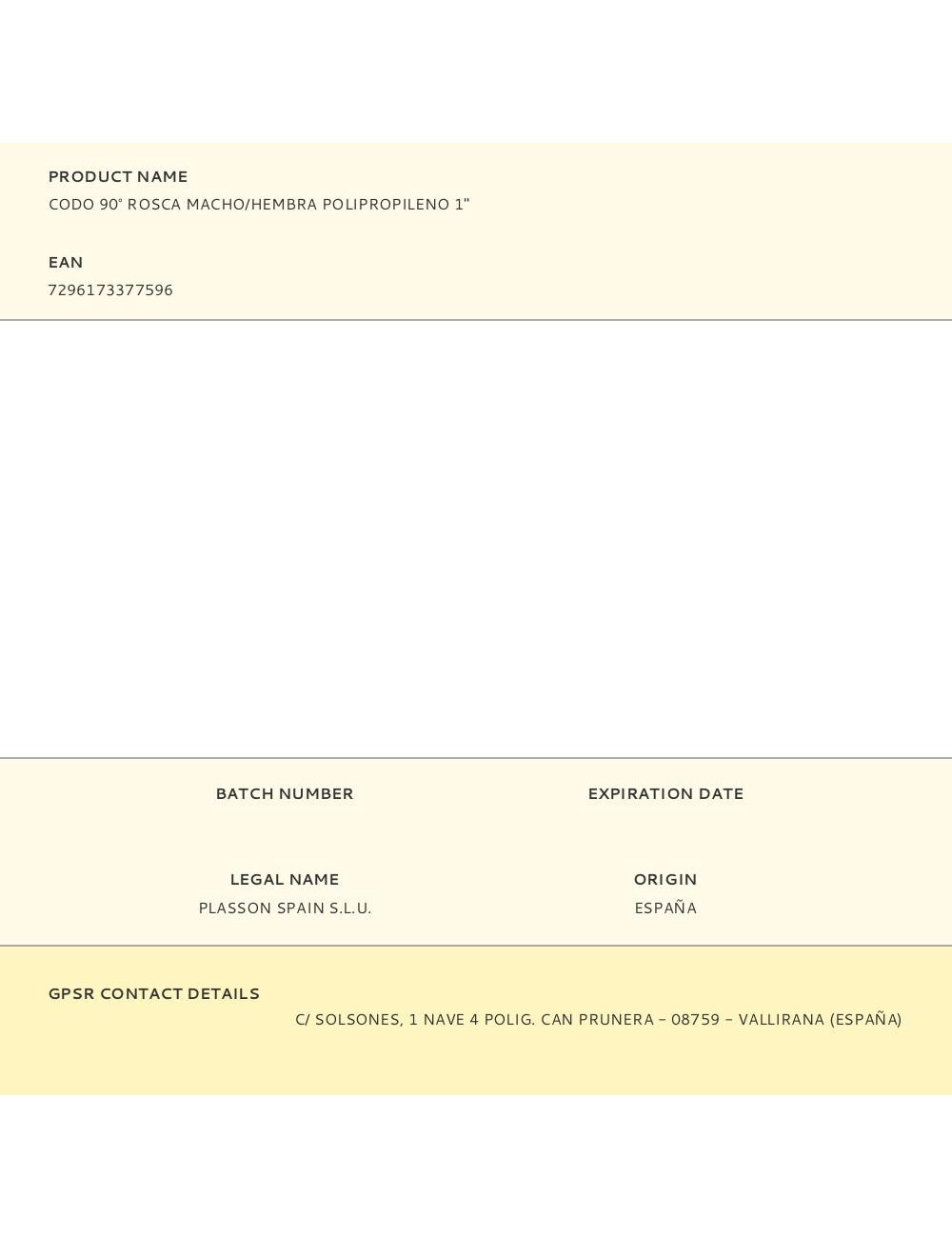 Codo 90° rosca macho/hembra polipropileno 1"