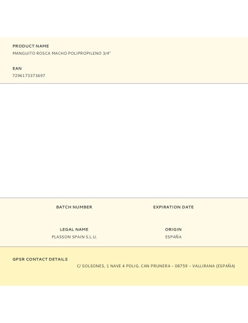 Manguito rosca macho polipropileno 3/4"