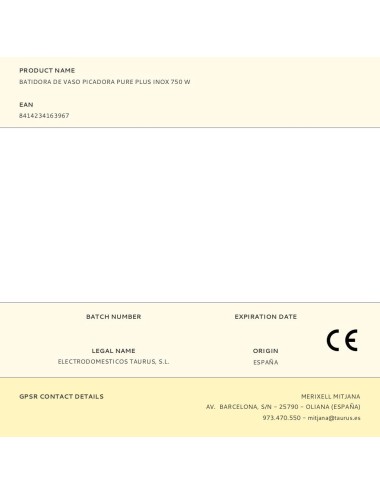 Batidora de vaso picadora pure plus inox 750 w