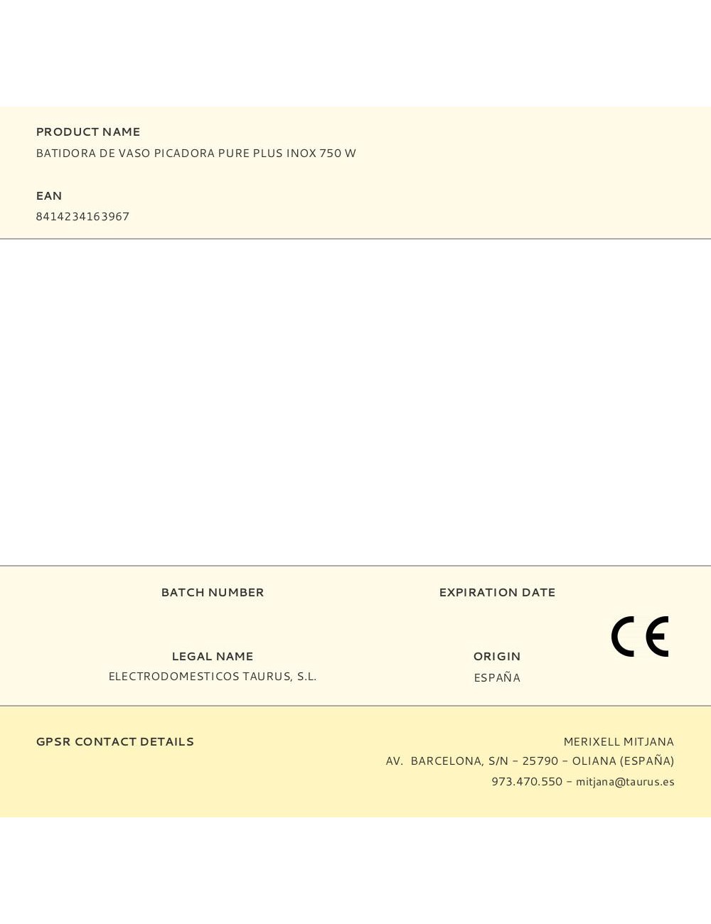 Batidora de vaso picadora pure plus inox 750 w