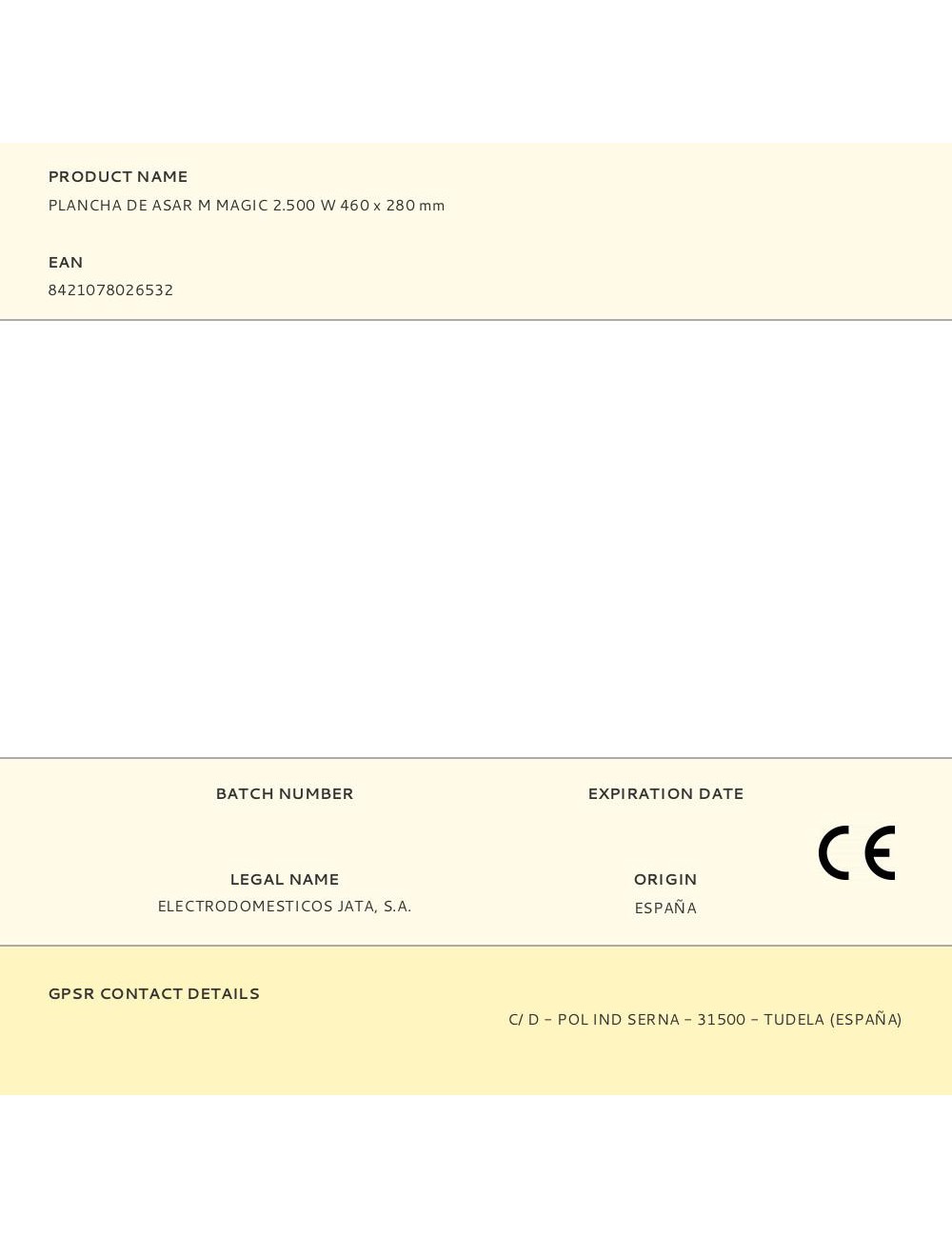 Plancha de asar m magic 2.500 w 460 x 280 mm