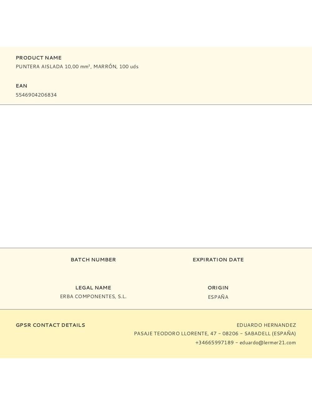 Puntera aislada 10,00 mm, marrón, 100 uds