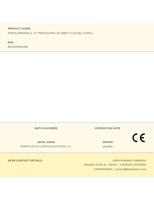 Portalámparas e-27 "provisional de obra" fijación lateral