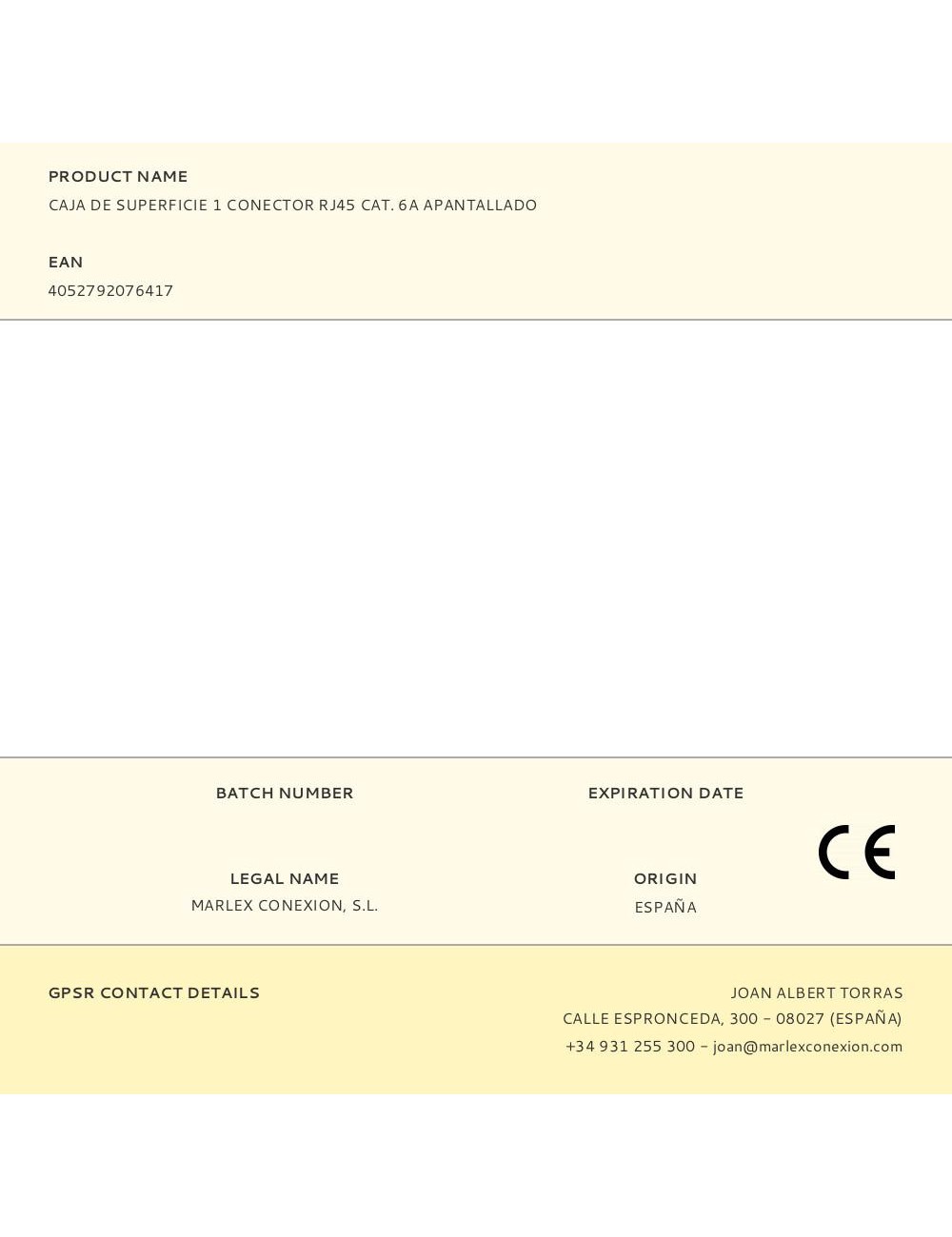 Caja de superficie 1 conector rj45 cat. 6a apantallado