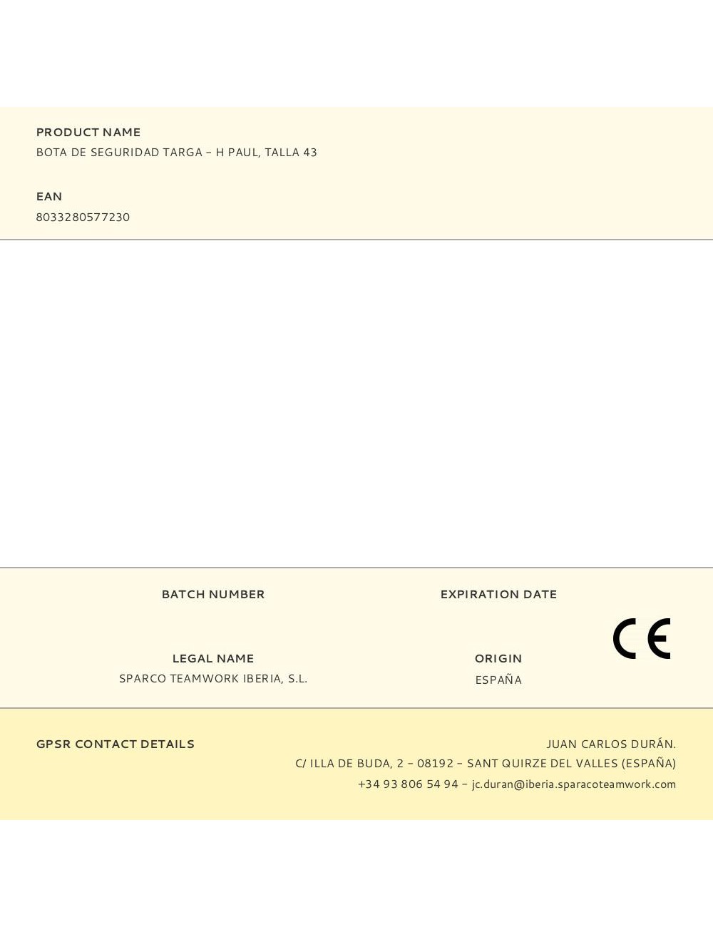 Bota de seguridad targa - h paul, talla 43