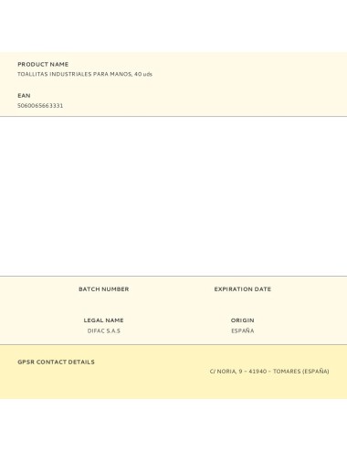 Toallitas industriales para manos, 40 uds