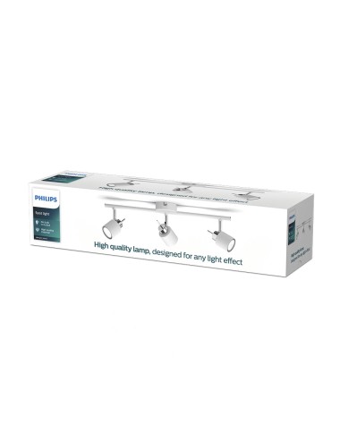 Foco 3 elementos meranti gu10 (bombilla no incluida) color blanco 8 x 47,4 x 15,5 cm