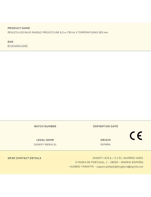 Regleta led bajo mueble projectline 6,5 w 750 lm 3 temperaturas 585 mm