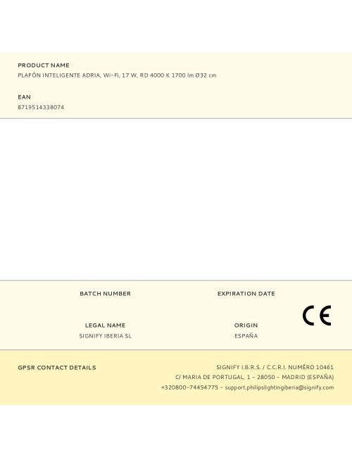 Plafón inteligente adria, wi-fi, 17 w, rd 4000 k 1700 lm ø32 cm