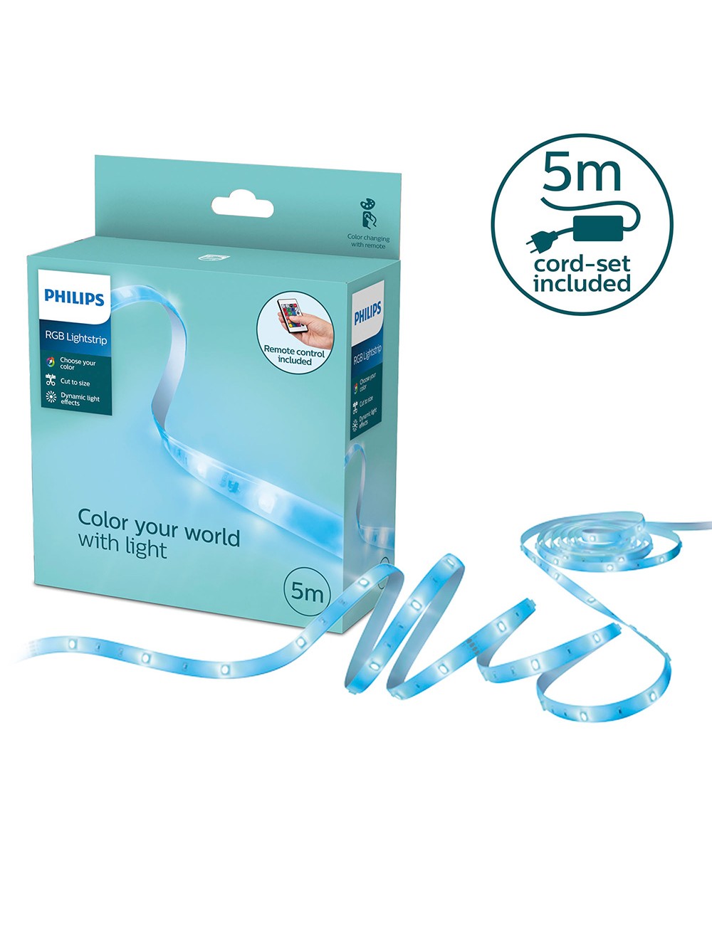 Tira led rgb con mando ip20, 5 m