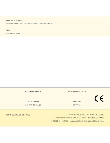 Foco proyector lois 20 w 5000 k 2050 lm negro