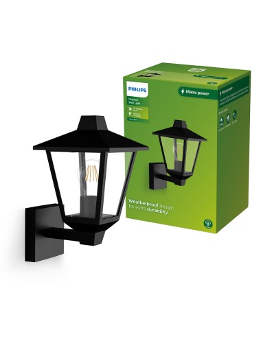 Aplique exterior kinno e27 25 w sin bombilla, color negro, luz hacia arriba