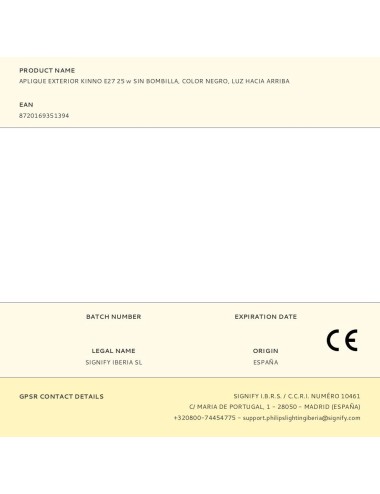 Aplique exterior kinno e27 25 w sin bombilla, color negro, luz hacia arriba