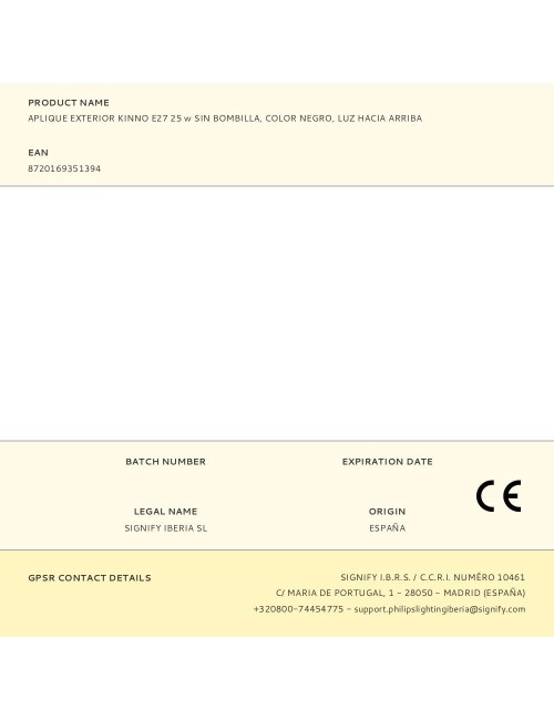 Aplique exterior kinno e27 25 w sin bombilla, color negro, luz hacia arriba